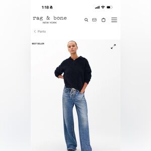 rag & bone rb Miramar Drawstring Wide-Leg Pants NWT